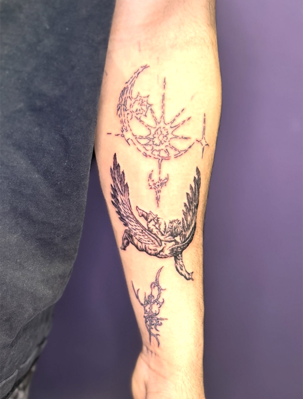 Fine line script lettering tattoo